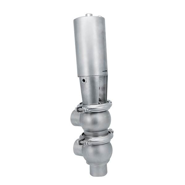 Válvula pneumática à prova de mistura de aço inoxidável sanitária de assento duplo