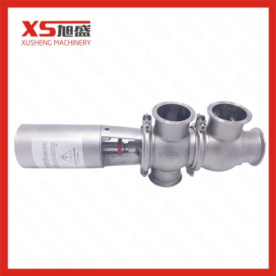 Válvula de desvio de fluxo pneumática higiênica de aço inoxidável SS304