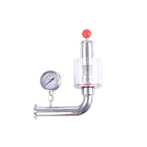 Válvula de alívio de pressão de ar de aço inoxidável sanitário SS304 com medidores de pressão